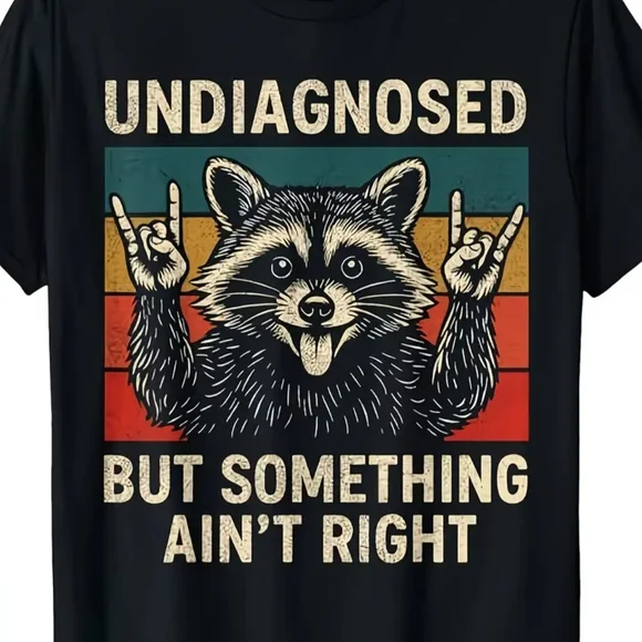 Undiagnosed But Somthing Ain't Right Raccoon Print Mens Large - Picture 1 of 1